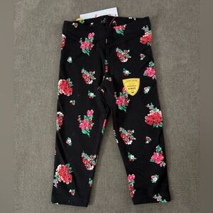 Cat & Jack Toddler Floral Leggings 18M Black Stretch Pants NWT Durable Knee